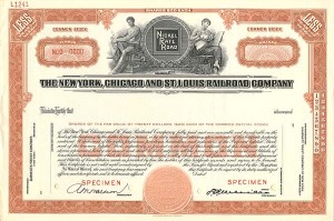 New York, Chicago and St. Louis Railroad Co. - Specimen Stock Certificate